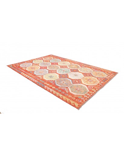 Tappeto Kilim Afghanistan giallo rosso 201x304