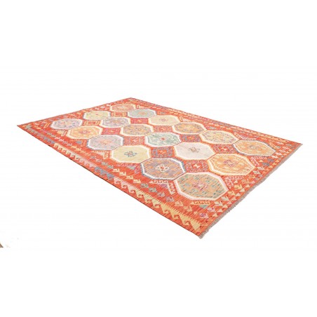 Tappeto Kilim Afghanistan giallo rosso 201x304