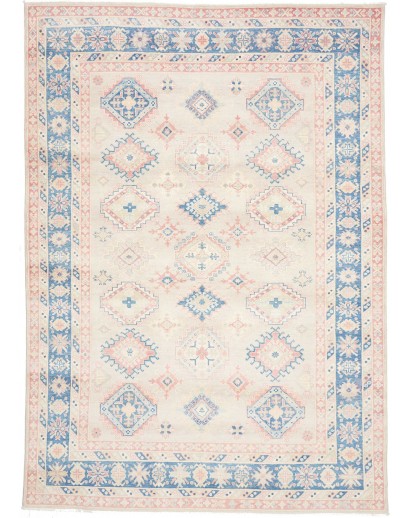 Tappeto Kazak Afghanistan bianco azzurro 200x283