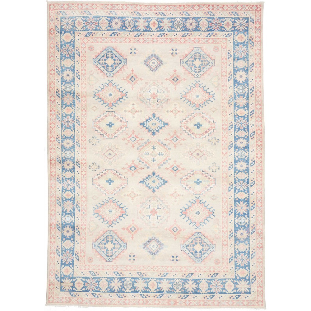 Tappeto Kazak Afghanistan bianco azzurro 200x283