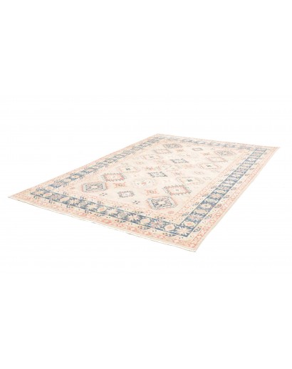 Tappeto Kazak Afghanistan bianco azzurro 200x283