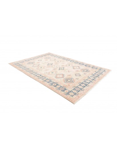 Tappeto Kazak Afghanistan bianco azzurro 200x283