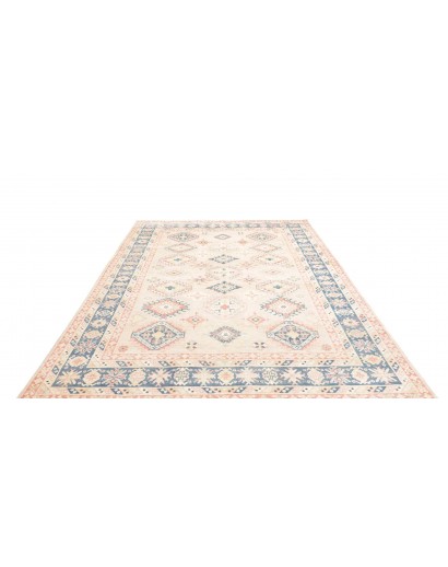 Tappeto Kazak Afghanistan bianco azzurro 200x283