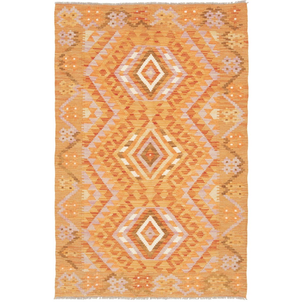 Tappeto Kilim Afghanistan arancione marrone 101x156