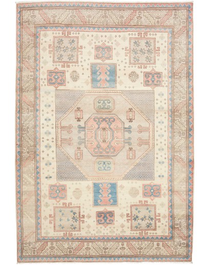 Tappeto Kazak Afghanistan bianco azzurro 211x308