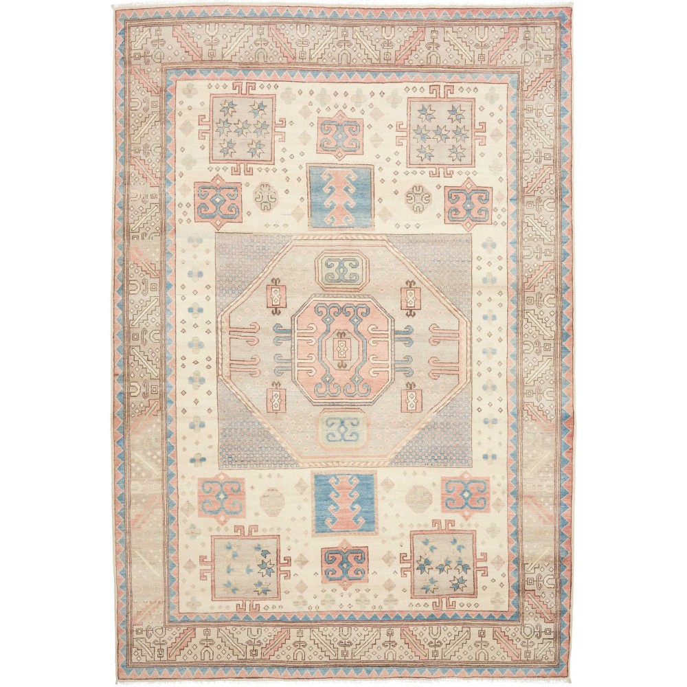 Tappeto Kazak Afghanistan bianco azzurro 211x308
