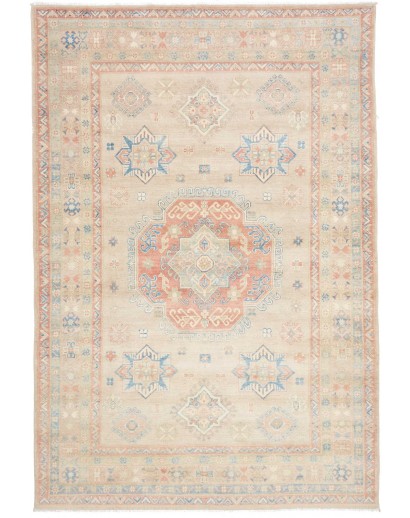 Tappeto Kazak Afghanistan bianco giallo 205x300