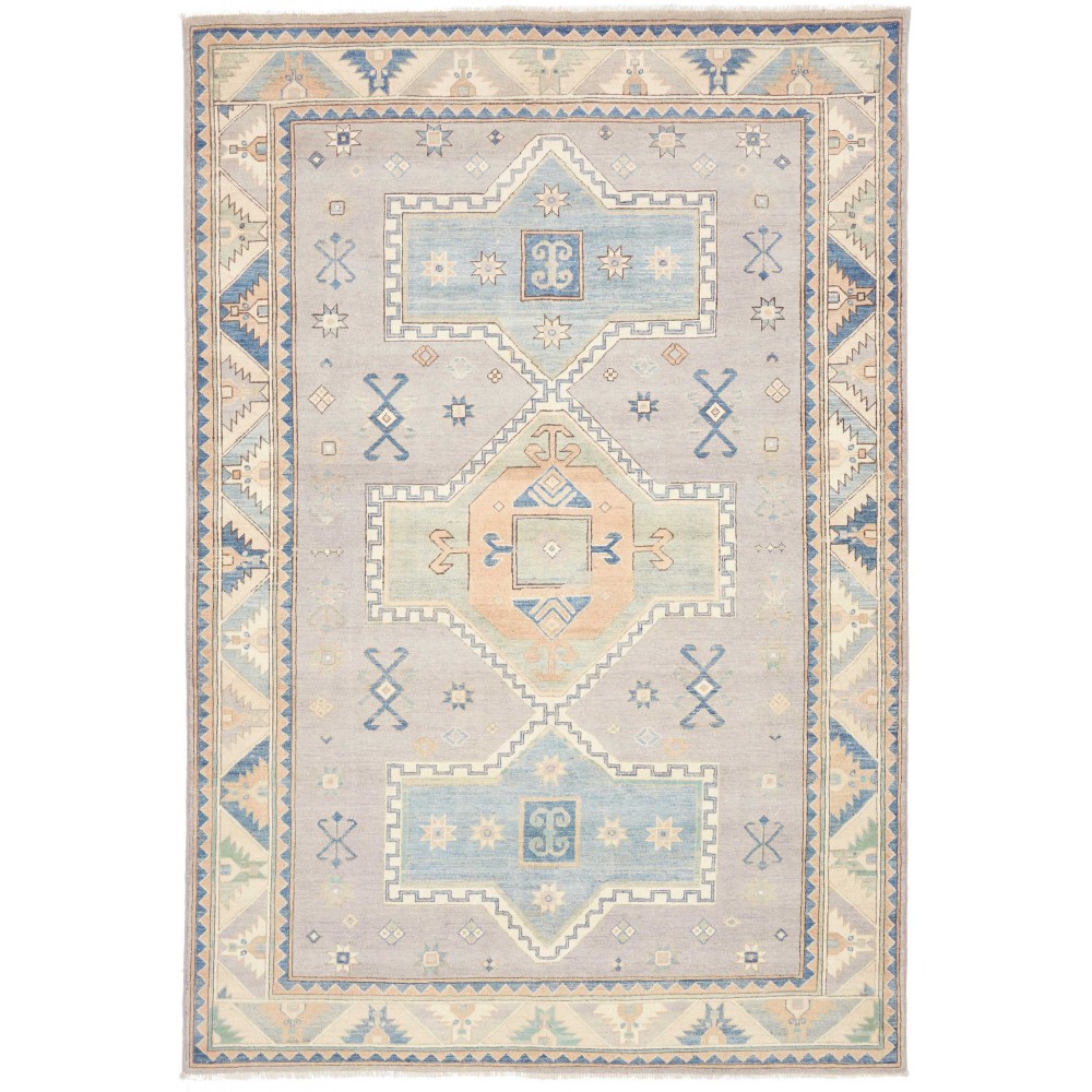 Tappeto Kazak Afghanistan bianco grigio 182x273