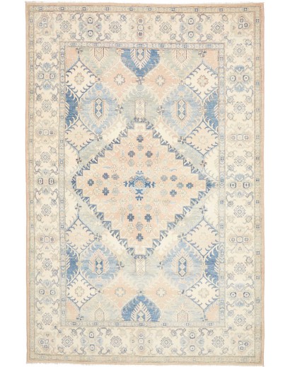 Tappeto Kazak Afghanistan bianco grigio 198x301