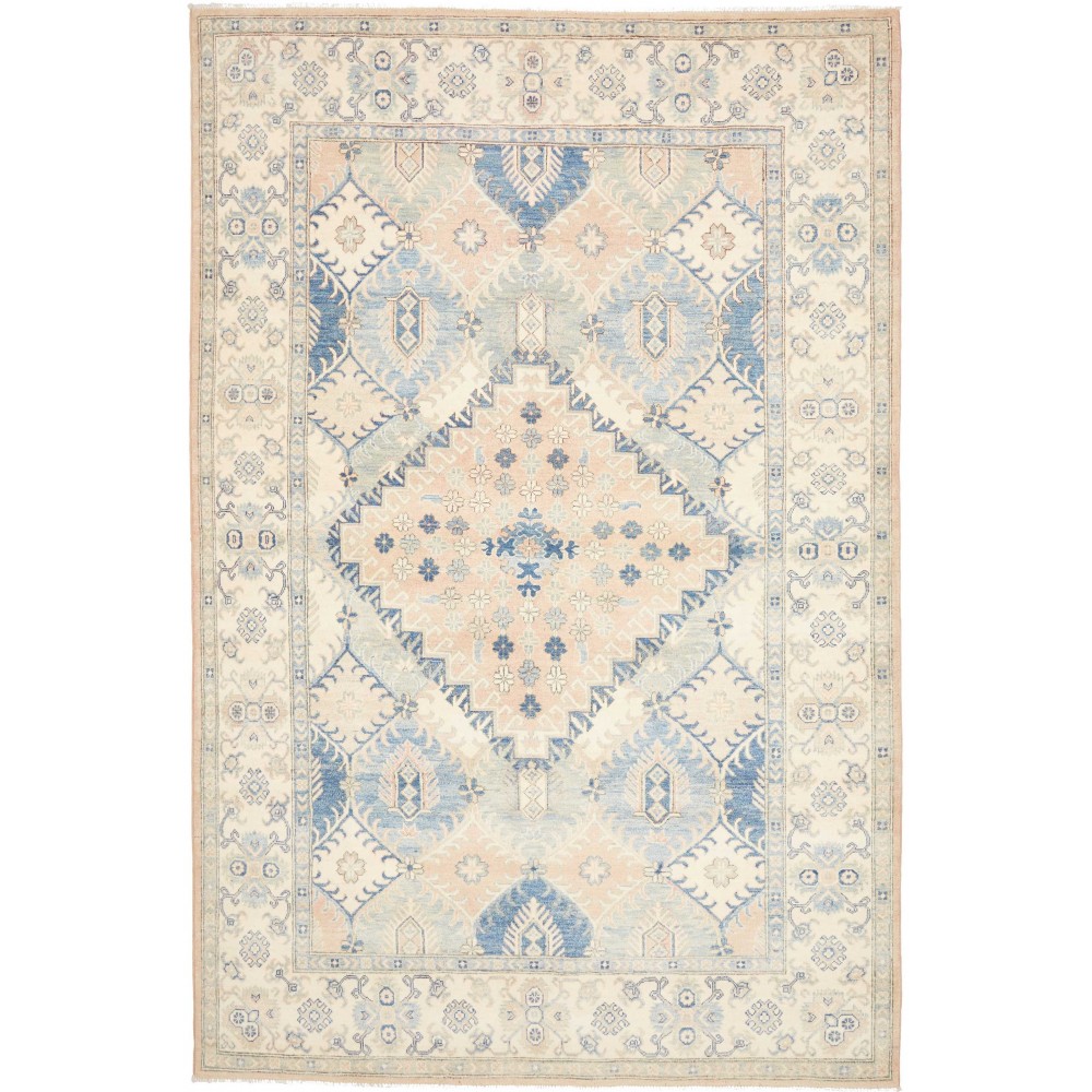 Tappeto Kazak Afghanistan bianco grigio 198x301