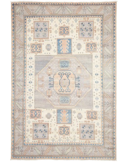Tappeto Kazak Afghanistan bianco azzurro 211x315