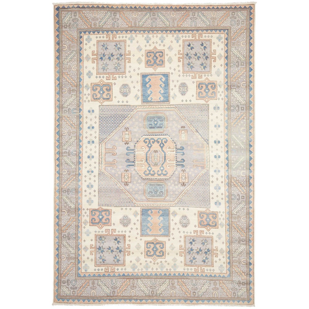 Tappeto Kazak Afghanistan bianco azzurro 211x315