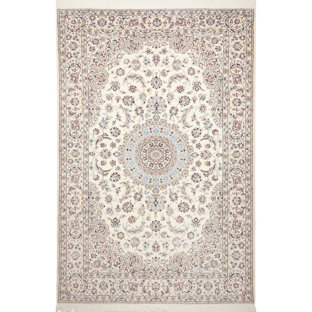 Tappeto Nain 9La Persia bianco grigio 202x302 Tappeto Nain 9La Persia bianco grigio 202x302