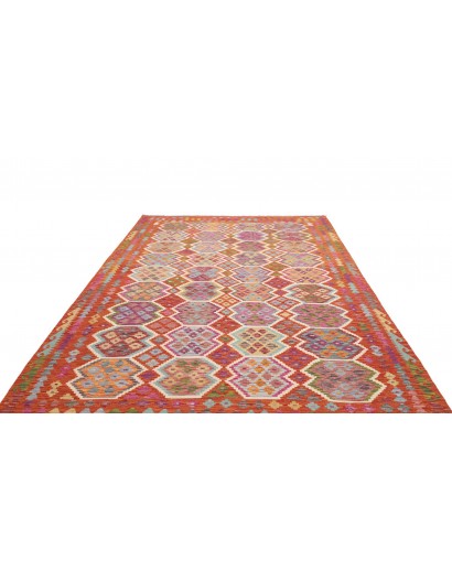 Tappeto Kilim Afghanistan rosso marrone 203x309