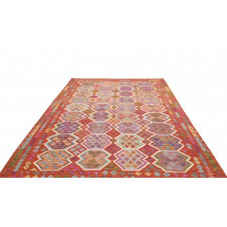 Tappeto Kilim Afghanistan rosso marrone 203x309