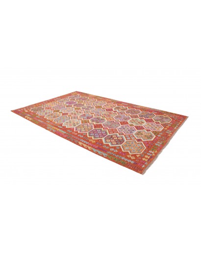 Tappeto Kilim Afghanistan rosso marrone 203x309