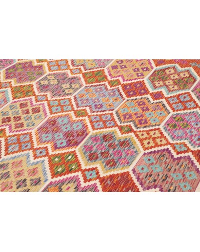 Tappeto Kilim Afghanistan rosso marrone 203x309