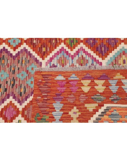 Tappeto Kilim Afghanistan rosso marrone 203x309