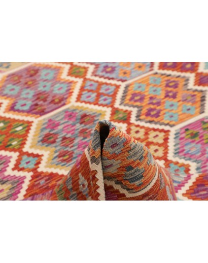 Tappeto Kilim Afghanistan rosso marrone 203x309