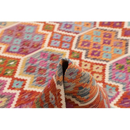 Tappeto Kilim Afghanistan rosso marrone 203x309