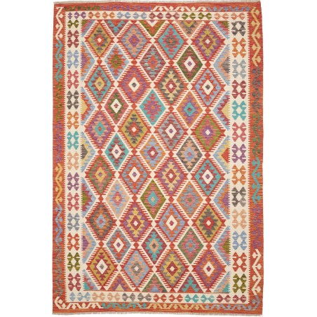 Tappeto Kilim Afghanistan rosso giallo 203x301
