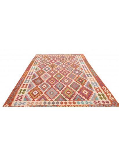 Tappeto Kilim Afghanistan rosso giallo 203x301