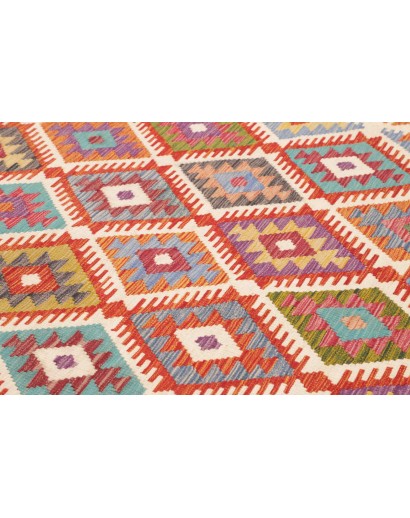 Tappeto Kilim Afghanistan rosso giallo 203x301