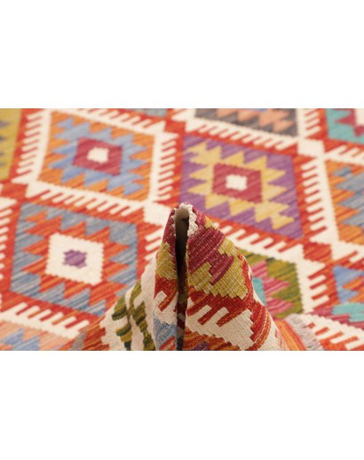 Tappeto Kilim Afghanistan rosso giallo 203x301