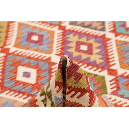 Tappeto Kilim Afghanistan rosso giallo 203x301