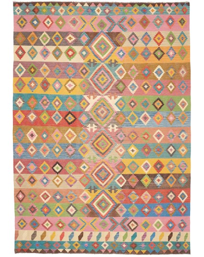 Tappeto Kilim Afghanistan marrone arancione 204x296