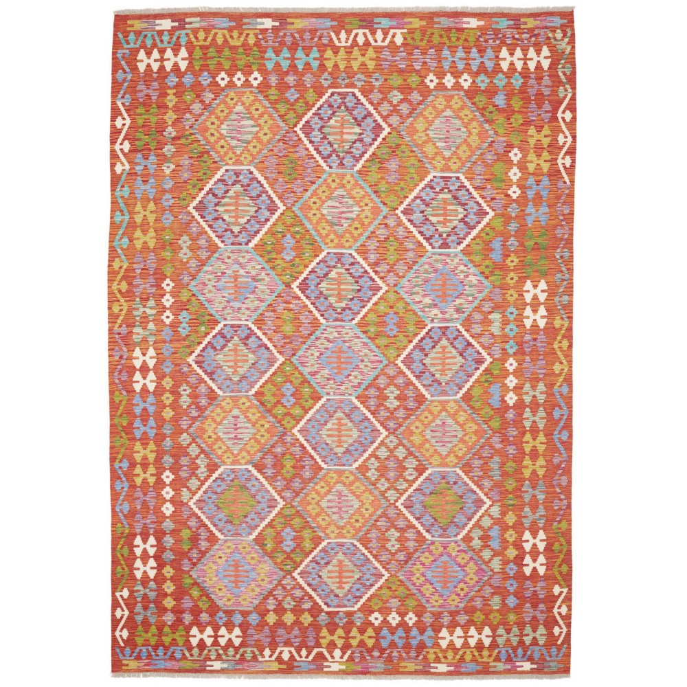 Tappeto Kilim Afghanistan marrone bianco 204x299