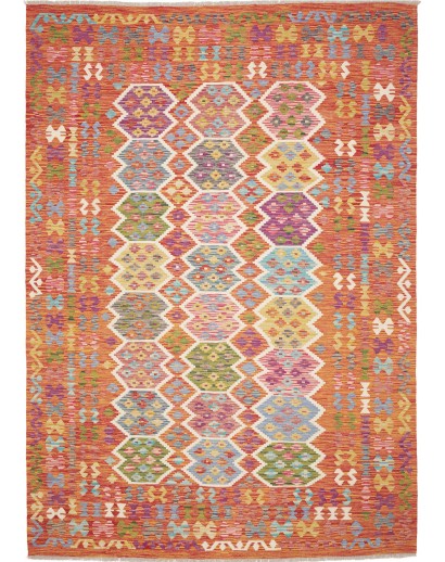 Tappeto Kilim Afghanistan marrone arancione 205x292