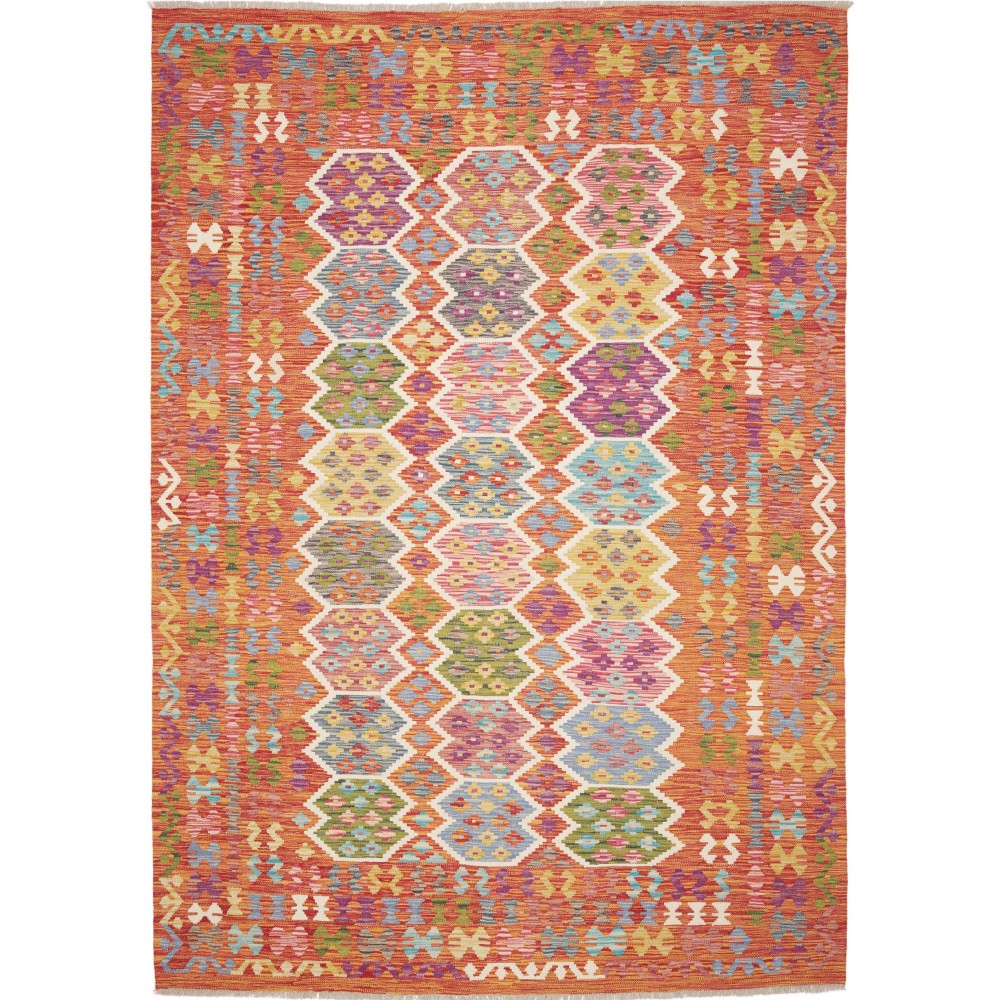 Tappeto Kilim Afghanistan marrone arancione 205x292
