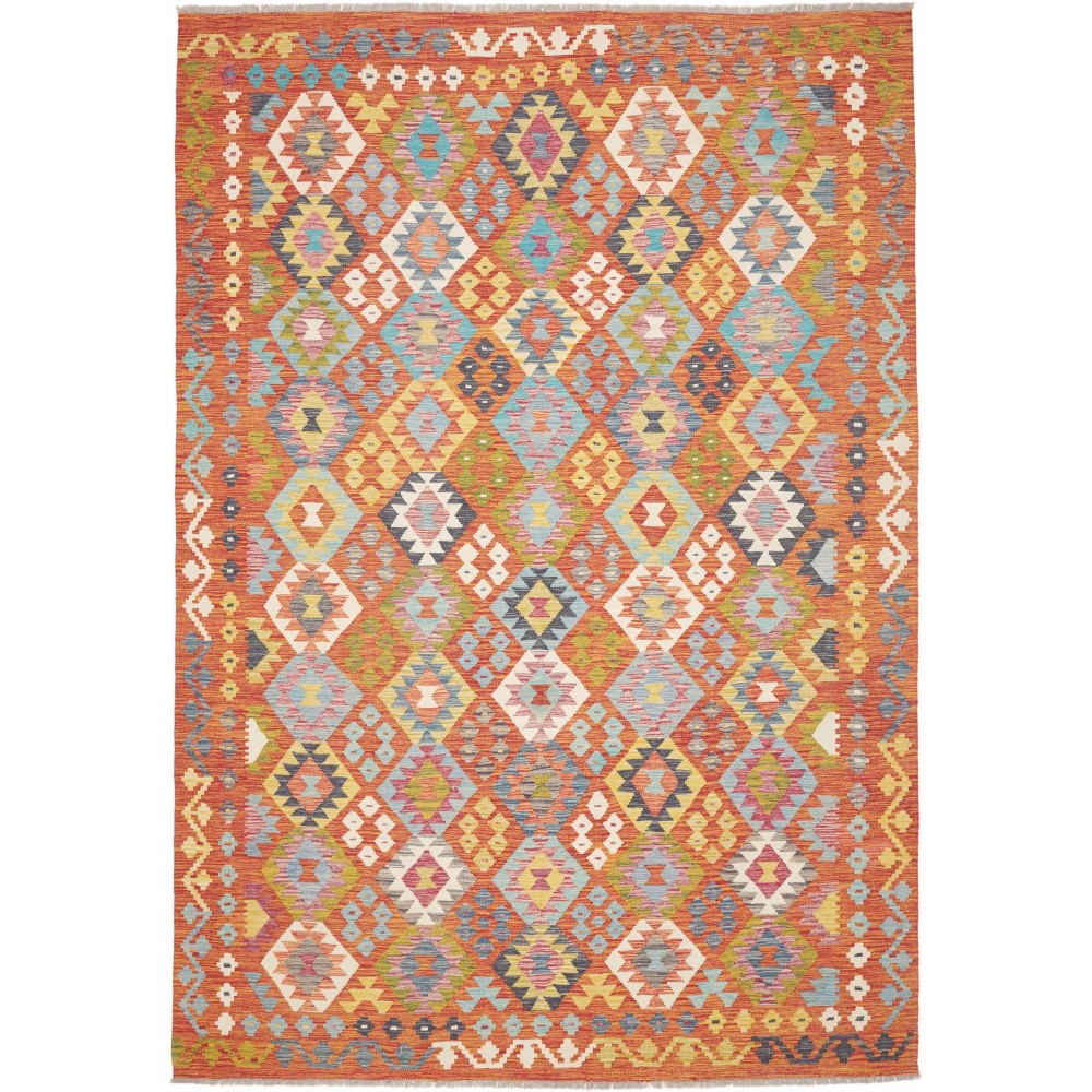 Tappeto Kilim Afghanistan marrone bianco 207x294