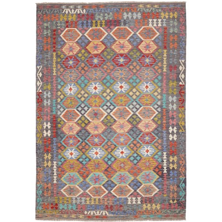 Tappeto Kilim Afghanistan bianco azzurro 208x301