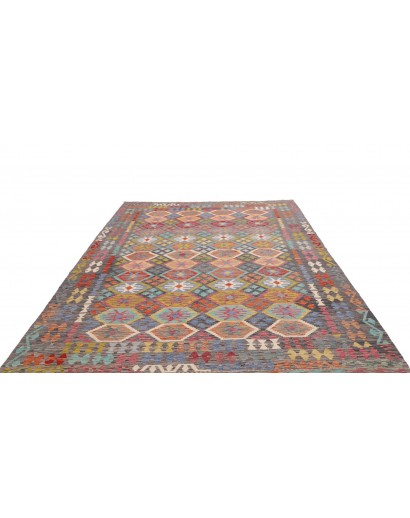 Tappeto Kilim Afghanistan bianco azzurro 208x301