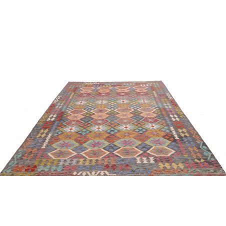 Tappeto Kilim Afghanistan bianco azzurro 208x301