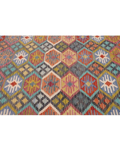 Tappeto Kilim Afghanistan bianco azzurro 208x301