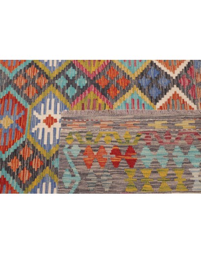 Tappeto Kilim Afghanistan bianco azzurro 208x301