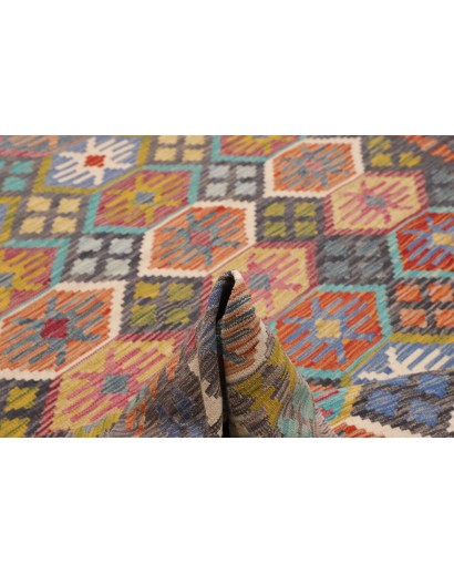 Tappeto Kilim Afghanistan bianco azzurro 208x301