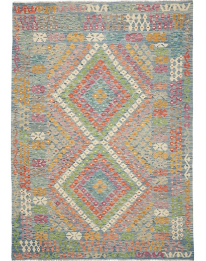 Tappeto Kilim Afghanistan marrone azzurro 212x293