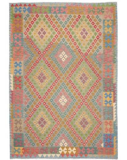 Tappeto Kilim Afghanistan marrone azzurro 200x295