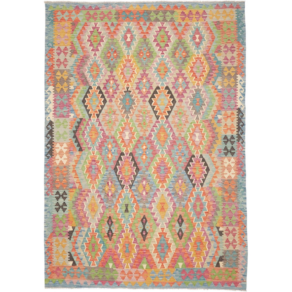 Tappeto Kilim Afghanistan marrone bianco 202x289