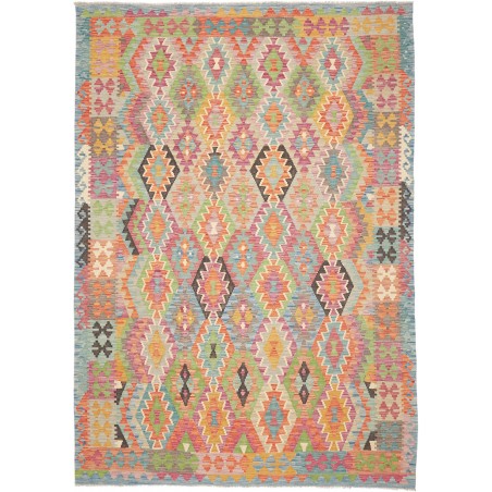 Tappeto Kilim Afghanistan marrone bianco 202x289