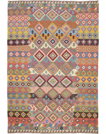 Tappeto Kilim Afghanistan marrone grigio 206x296