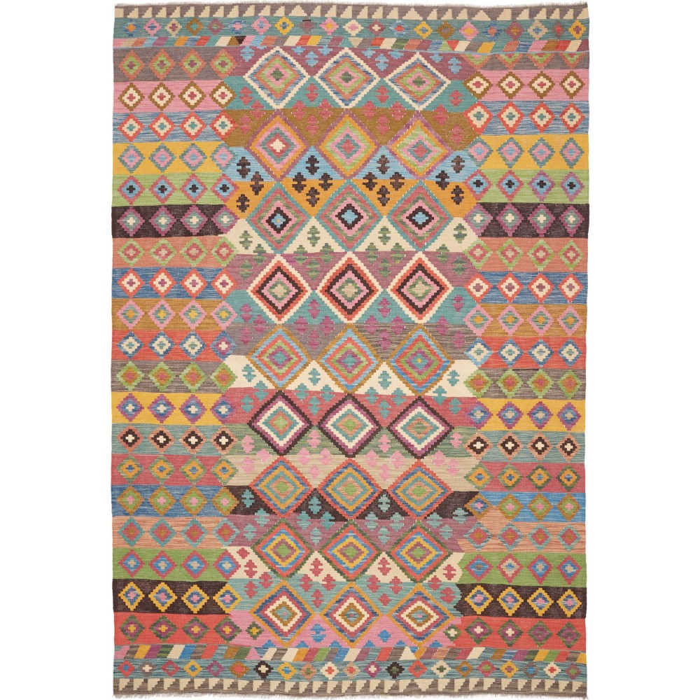 Tappeto Kilim Afghanistan marrone grigio 206x296