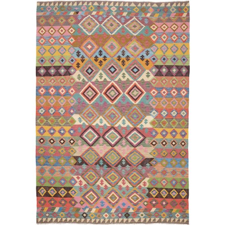 Tappeto Kilim Afghanistan marrone grigio 206x296