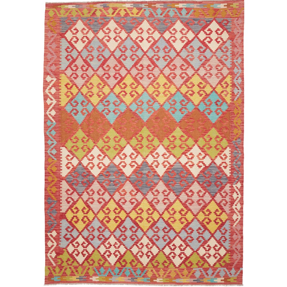 Tappeto Kilim Afghanistan marrone rosso 203x297
