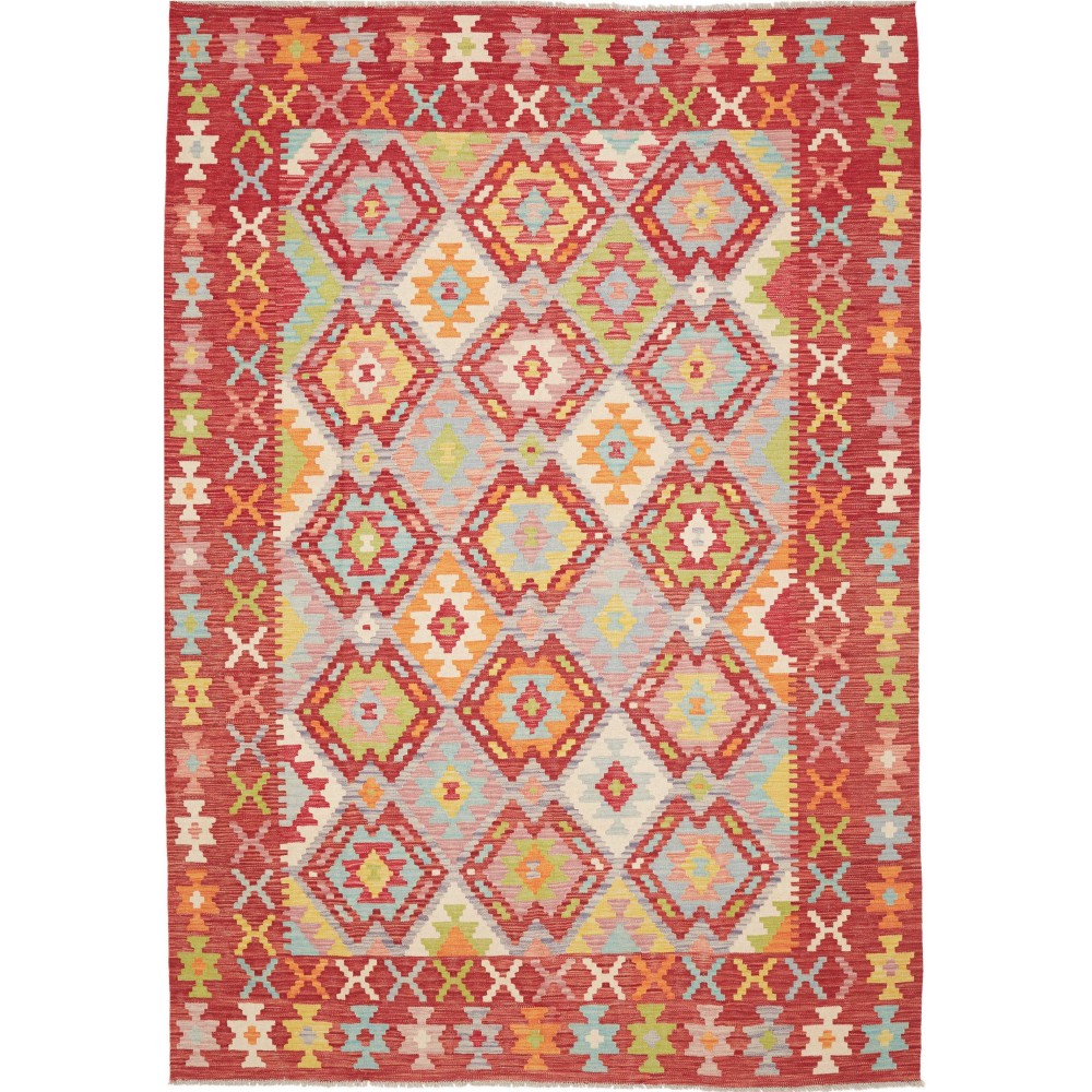 Tappeto Kilim Afghanistan marrone bianco 205x290