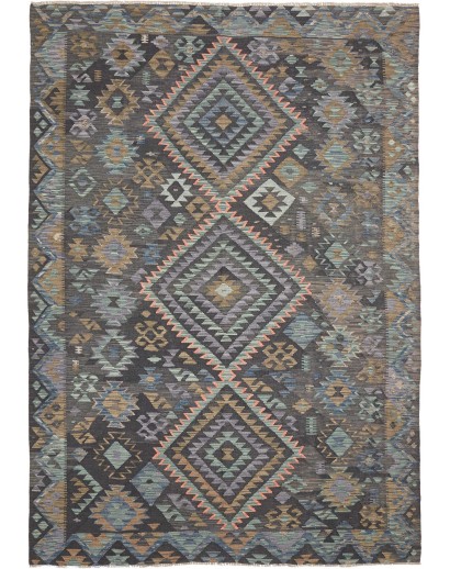 Tappeto Kilim Afghanistan azzurro marrone 200x296